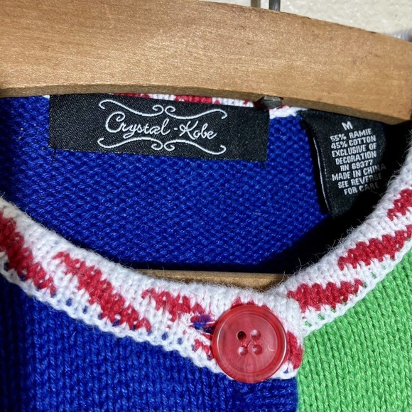 Ugly Christmas Sweater Size M Cardigan Crystal Kobe Preowned Appliqués Sequins - Picture 2 of 7